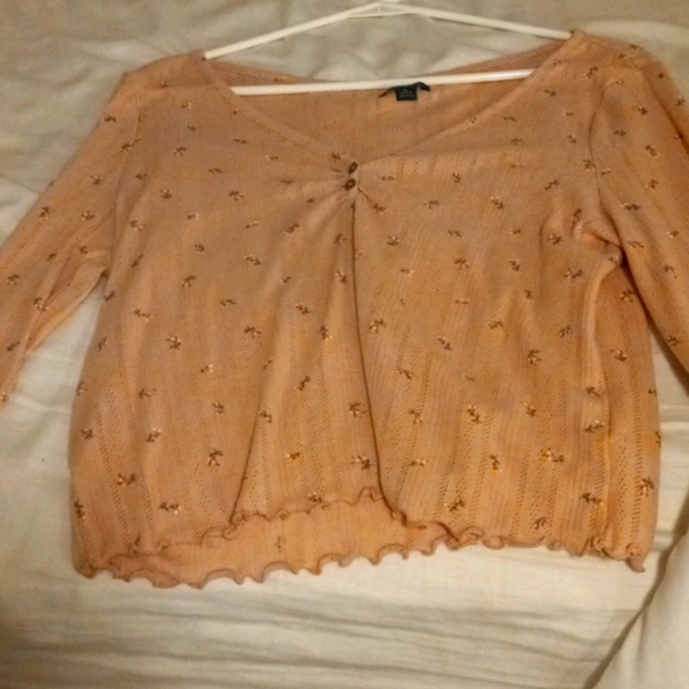 Ditzy Pink Floral Fitted Long Sleeve Shirt